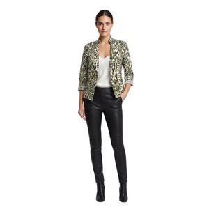 Chico's XS Animal Print Open Linen Jacket, Zip Pockets Sz XS